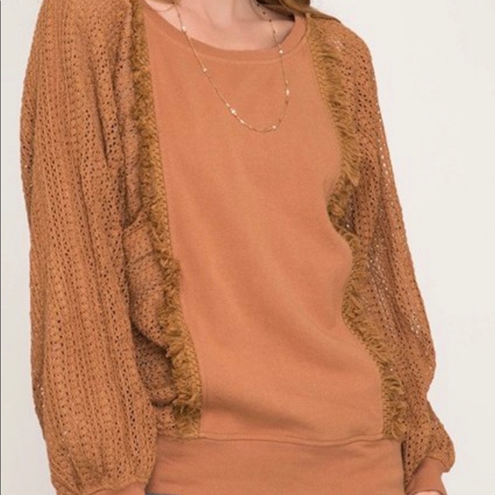 Rust frill light sweater